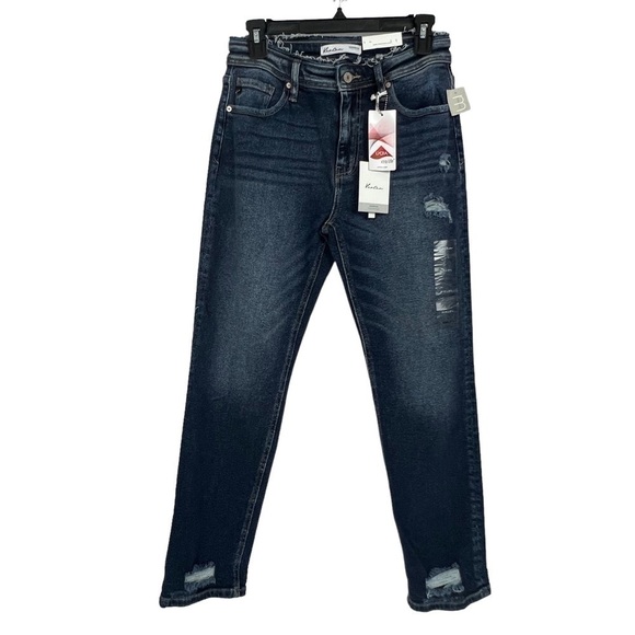 NWT KanCan Jr Women’s Blue Jeans Sz 5 (26) High-Rise Boyfriend Distressed Ripped - Picture 1 of 16
